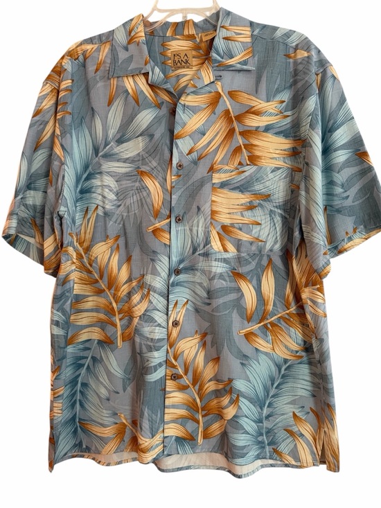 Jos. A. Bank Other - Jos. A. Bank 100% silk Shirt - Gray & Yellow Leaf Print Tropic breathable cool